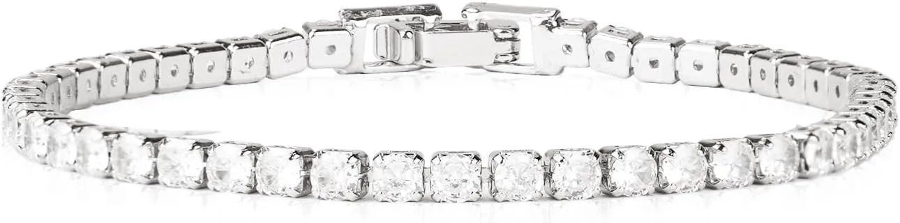 18K Gold Plated 3mm Cubic Zircon Classic Tennis Bracelets for Women 7 Inch