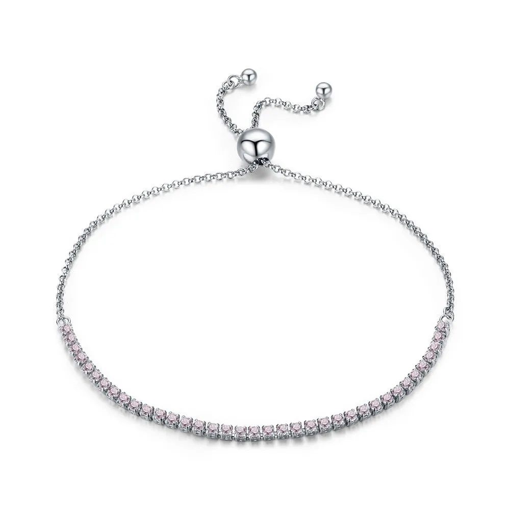 BAMOER Featured Brand DEALS 925 Sterling Silver Sparkling Strand Bracelet Women Link Tennis Bracelet Silver Jewelry SCB029