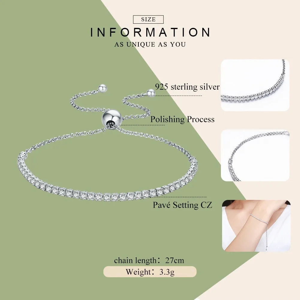 BAMOER Featured Brand DEALS 925 Sterling Silver Sparkling Strand Bracelet Women Link Tennis Bracelet Silver Jewelry SCB029