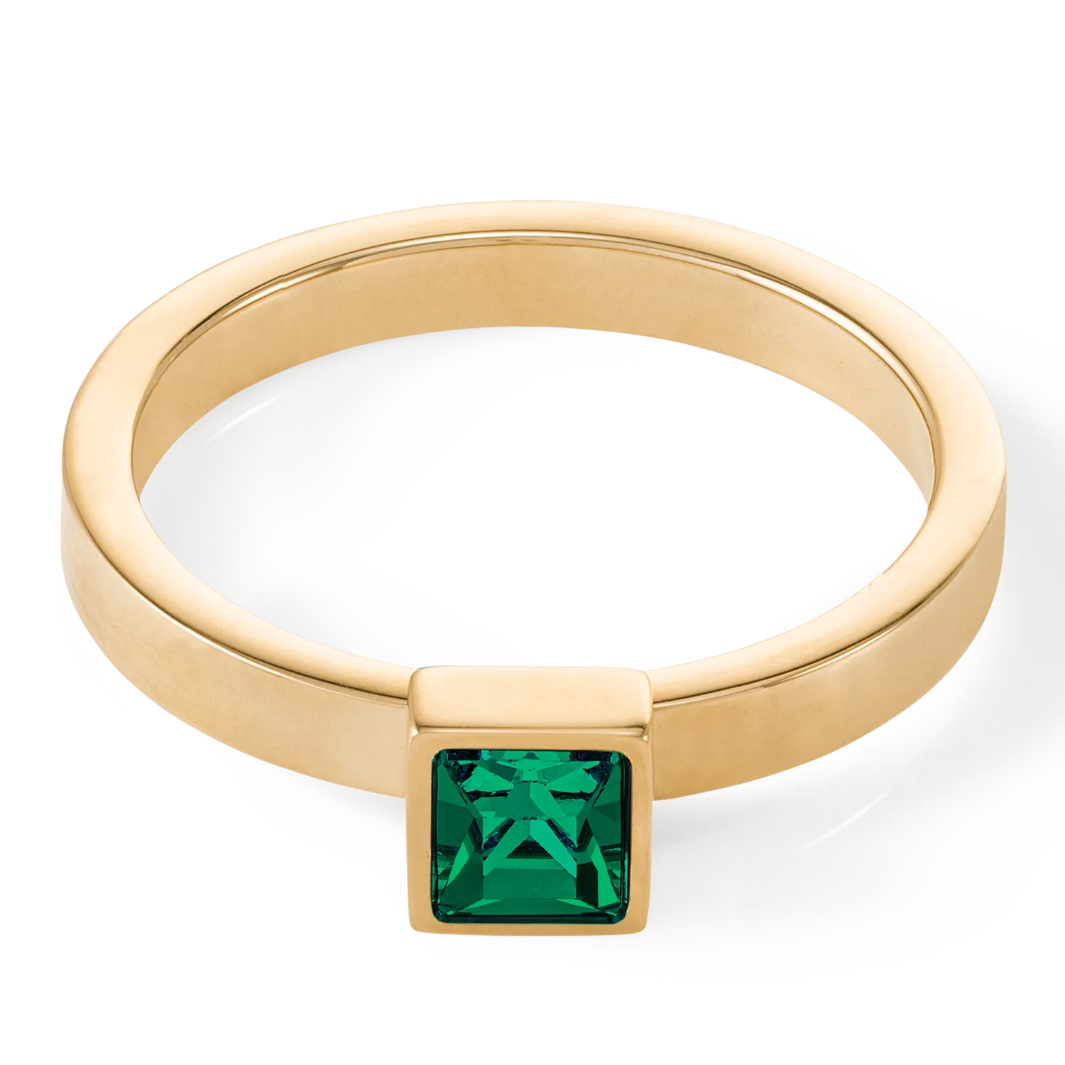 Brilliant Square small ring gold dark green