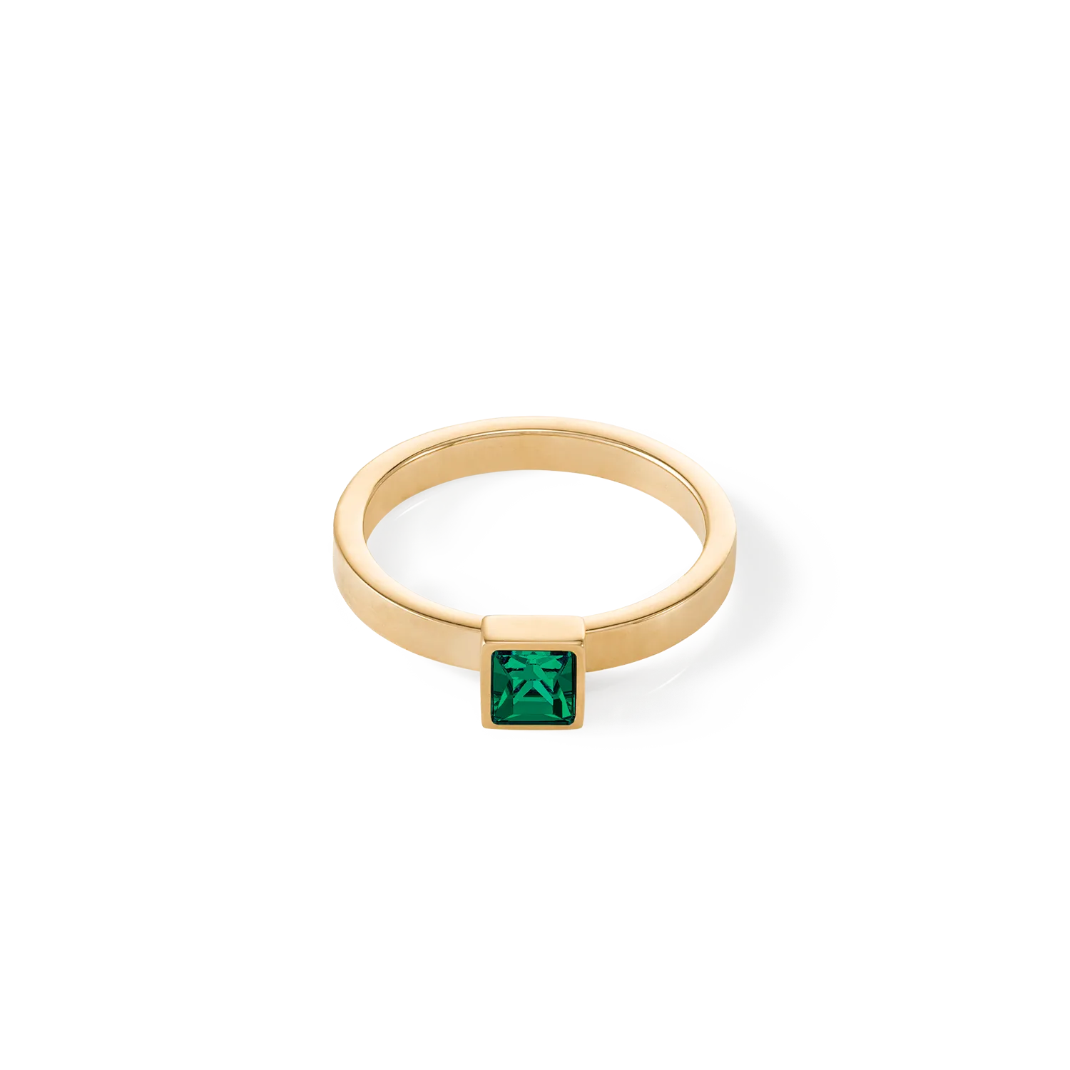Brilliant Square small ring gold dark green