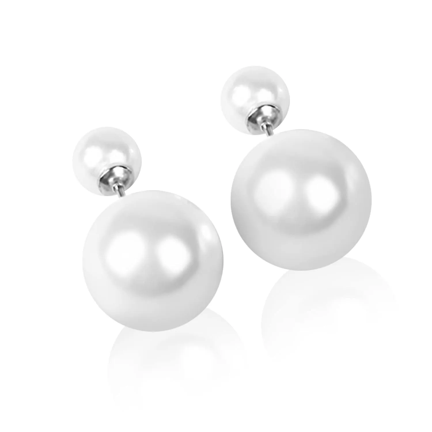 Christmas Earrings Double Sided Ball Earrings for Women Pearl Earrings 925 Sterling Silver Handmade Pearl Stud Earrings Hypoallergenic Jewelry for Women Girl