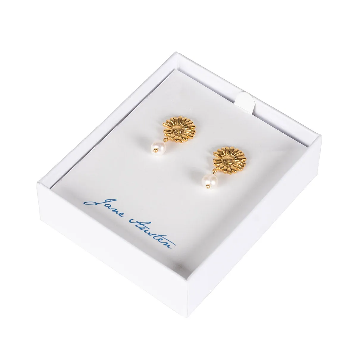 English Garden Daisy & Pearl Drop Earrings