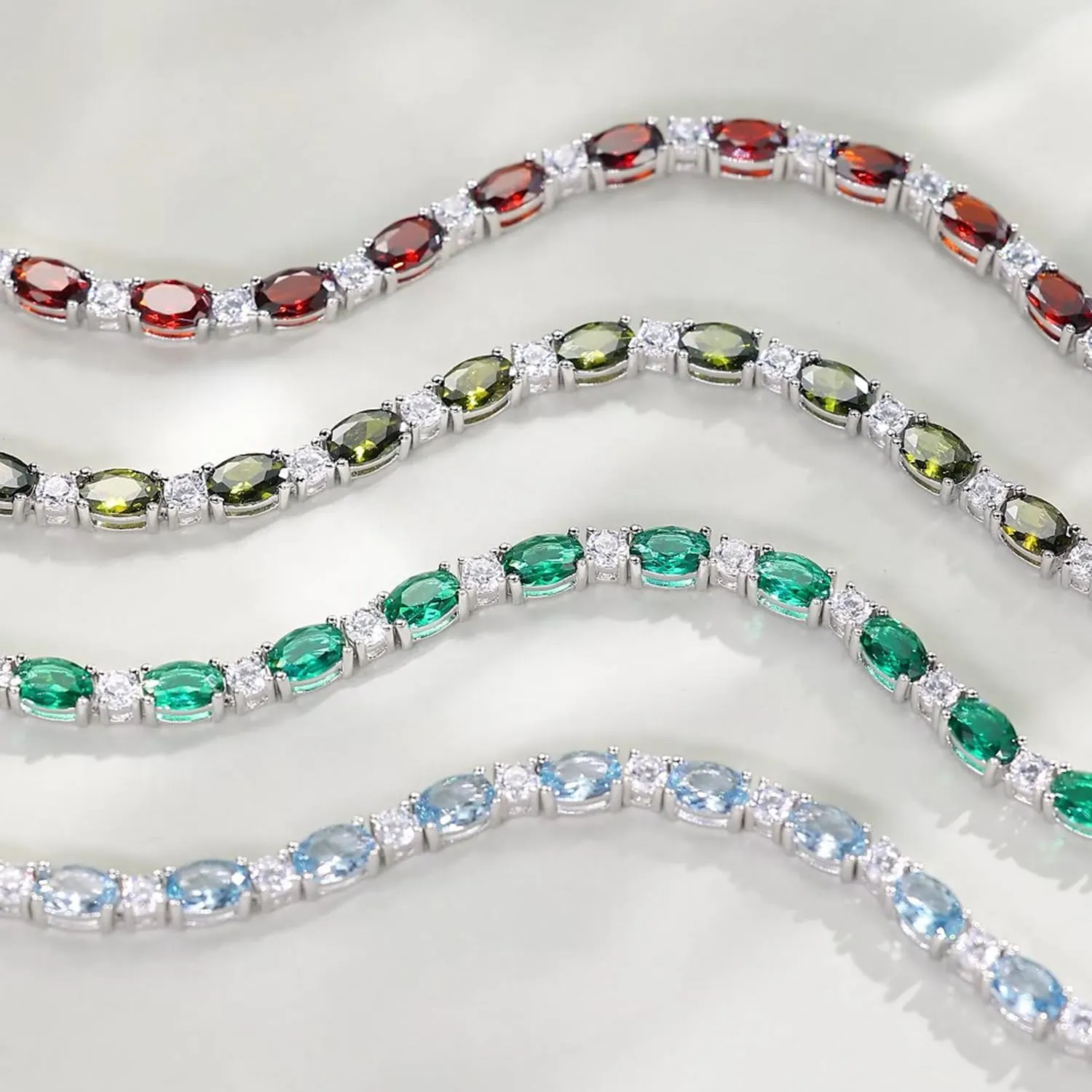 FANCIME Birthstone Bracelets Sterling Silver Tennis Bracelets Charm Fine Jewelry Mother's Day Birthday Gifts for Women Mom 7"
