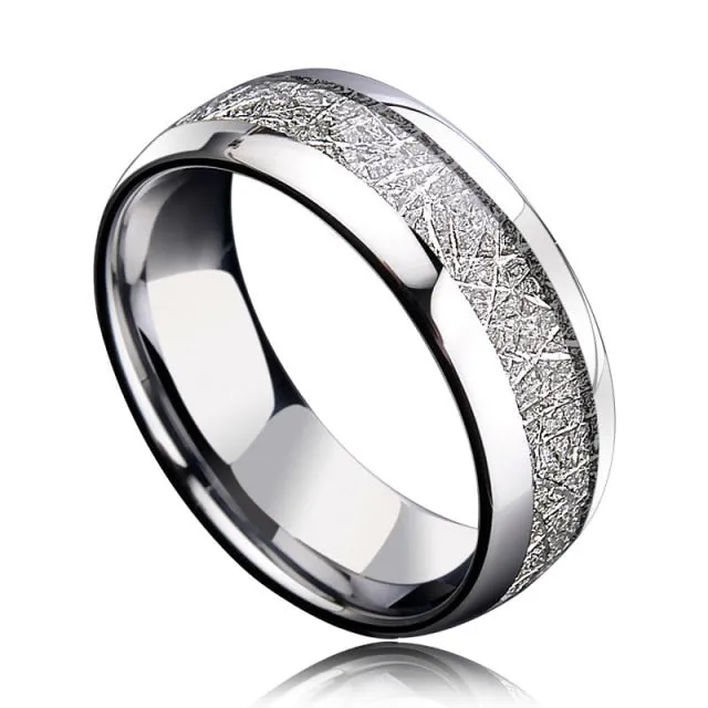 Fashion Men Rings 2022 Jewelry Accessories Classical 8mm Gold/Silver Color Meteorites Pattern Stainless Steel Rings for Men