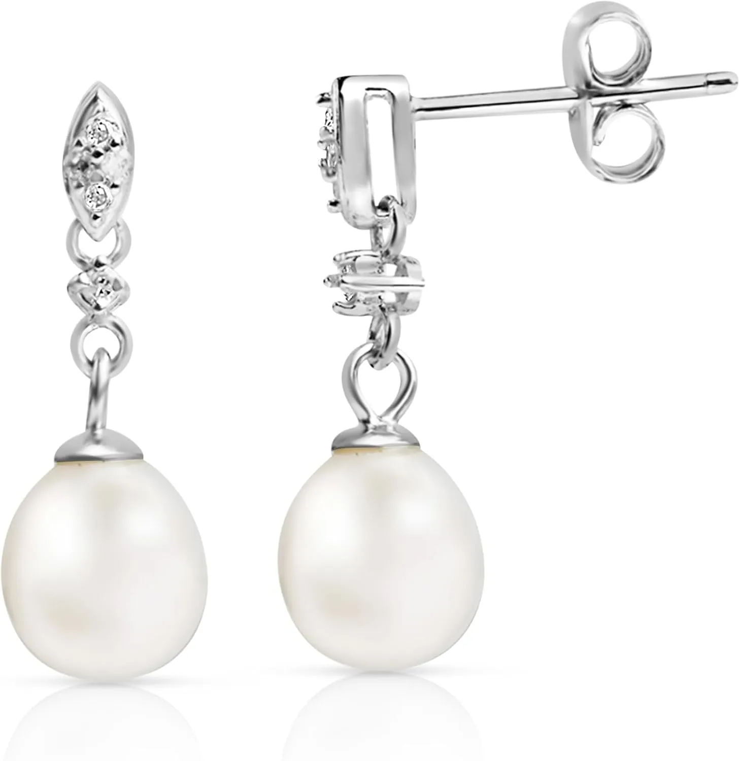 Freshwater Pearl Earrings for Women in Sterling Silver | Sterling Silver Pearl Earrings in Various Styles by MAX   STONE