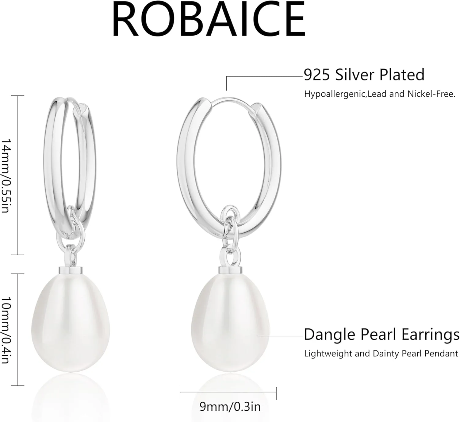 Gold Pearl Dangle Earrings for Women, 14K Gold Plated Small Pearl Drop Huggie Hoop Earrings, Hypoallergenic Dainty Gold Earrings Wedding Jewelry Gifts for Women Trendy