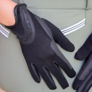 Horse Shoe Glitter Gloves - Black