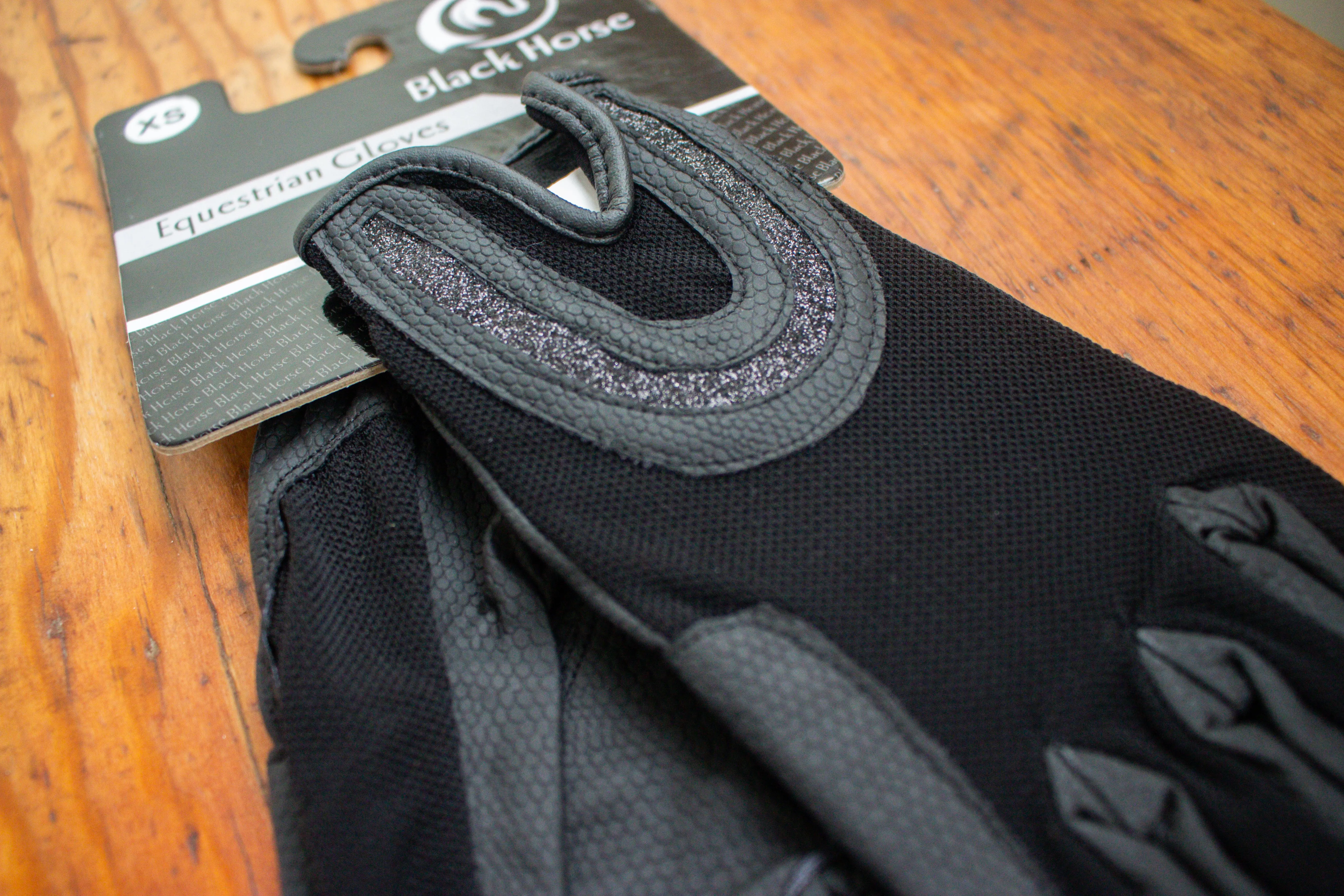 Horse Shoe Glitter Gloves - Black