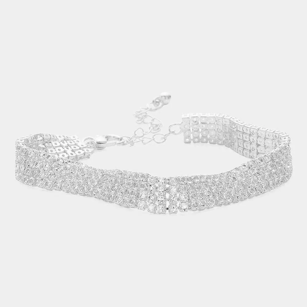 iLLASPARKZ 4 Row CZ Stone Embellished Tennis Evening Bracelet