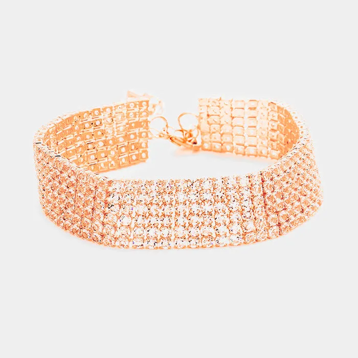 iLLASPARKZ 6 Rows Pave CZ Tennis Evening Bracelet