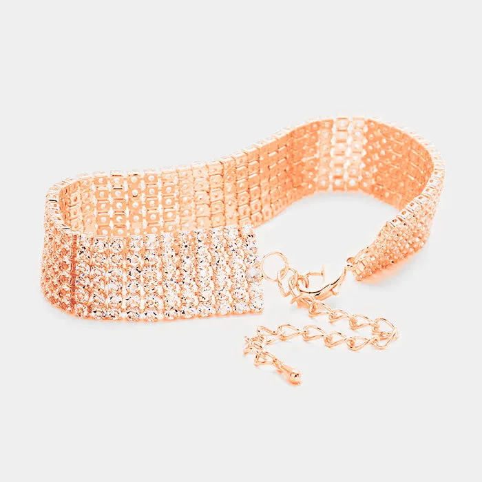 iLLASPARKZ 6 Rows Pave CZ Tennis Evening Bracelet