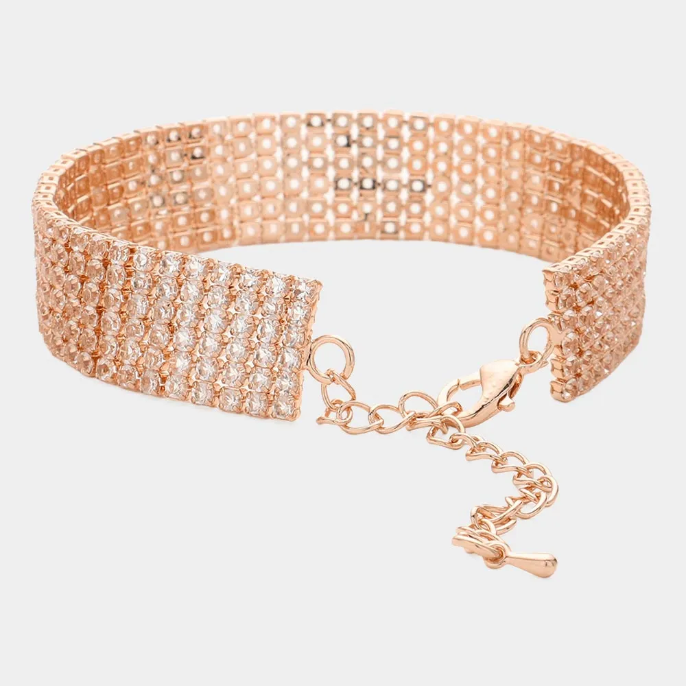 iLLASPARKZ 6 Rows Pave CZ Tennis Evening Bracelet