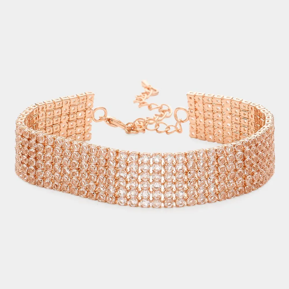 iLLASPARKZ 6 Rows Pave CZ Tennis Evening Bracelet