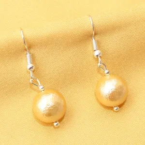 Imeora Golden Matte Finish 12mm Shell Pearl Earrings