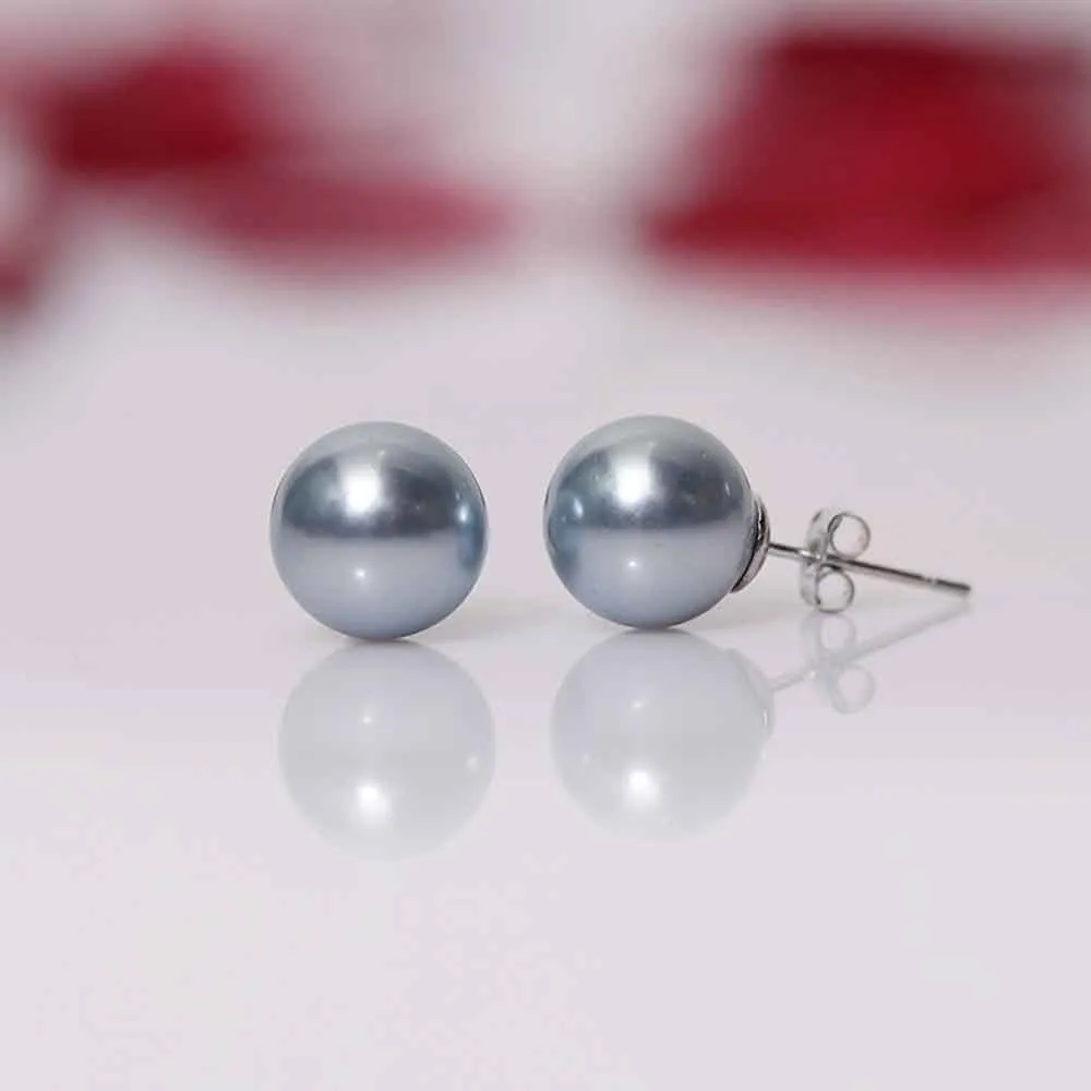 Imeora Light Blue 10mm Shell Pearl Stud