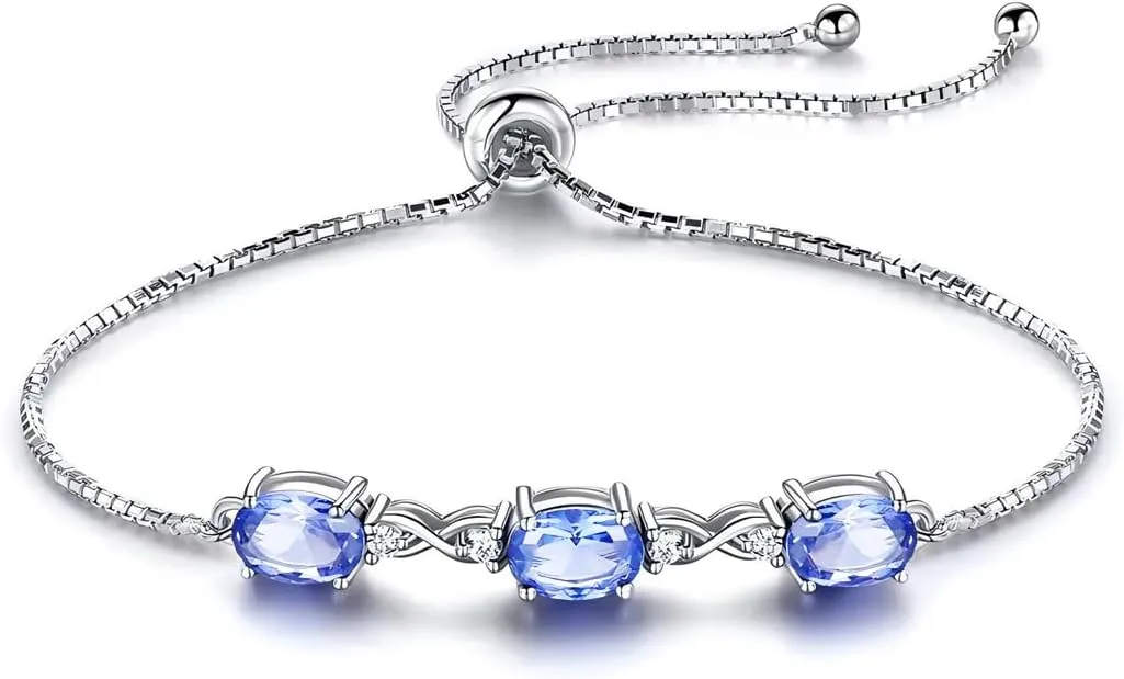 Italian Sterling Silver Women's Tennis Bracelets | Ladies' Sterling Silver Rope Adjustable Bracelet with Crystals | Gift for She