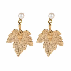 Jane Austen inspired Filigree Leaf & Pearl Earrings