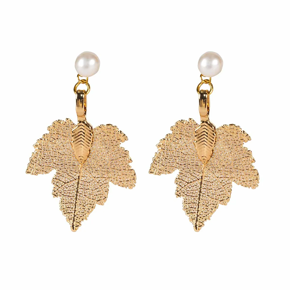 Jane Austen inspired Filigree Leaf & Pearl Earrings