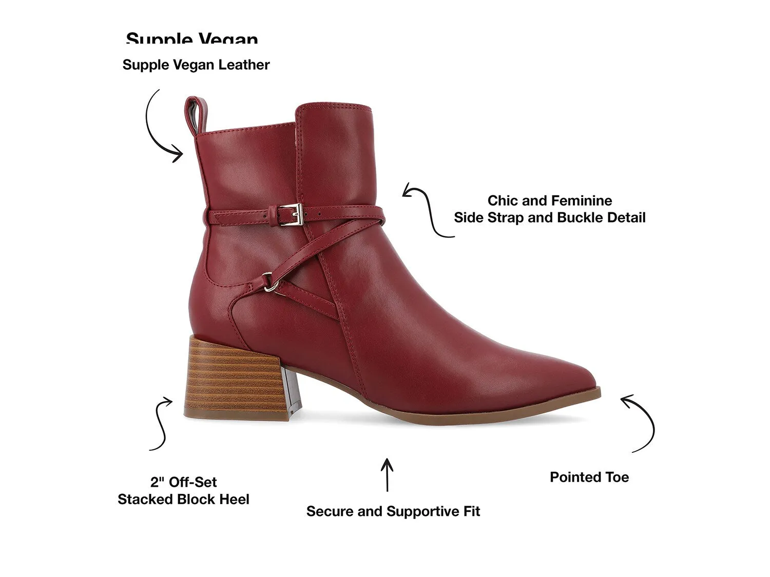 Journee Collection Estelle ankle boots, burgundy