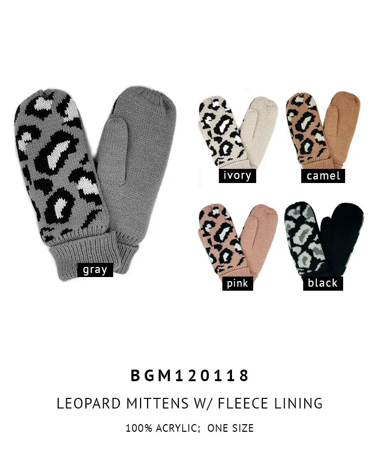 Leopard Mittens With Fleece Lining