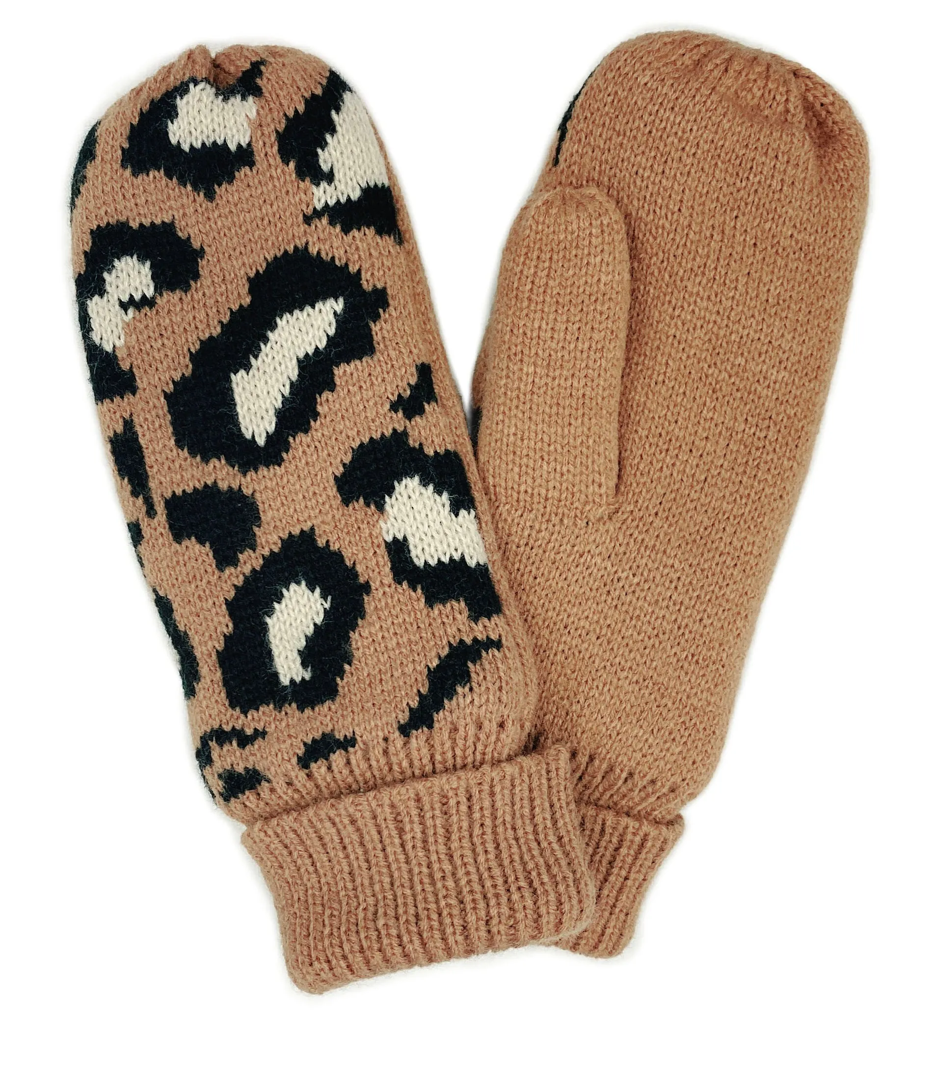 Leopard Mittens With Fleece Lining