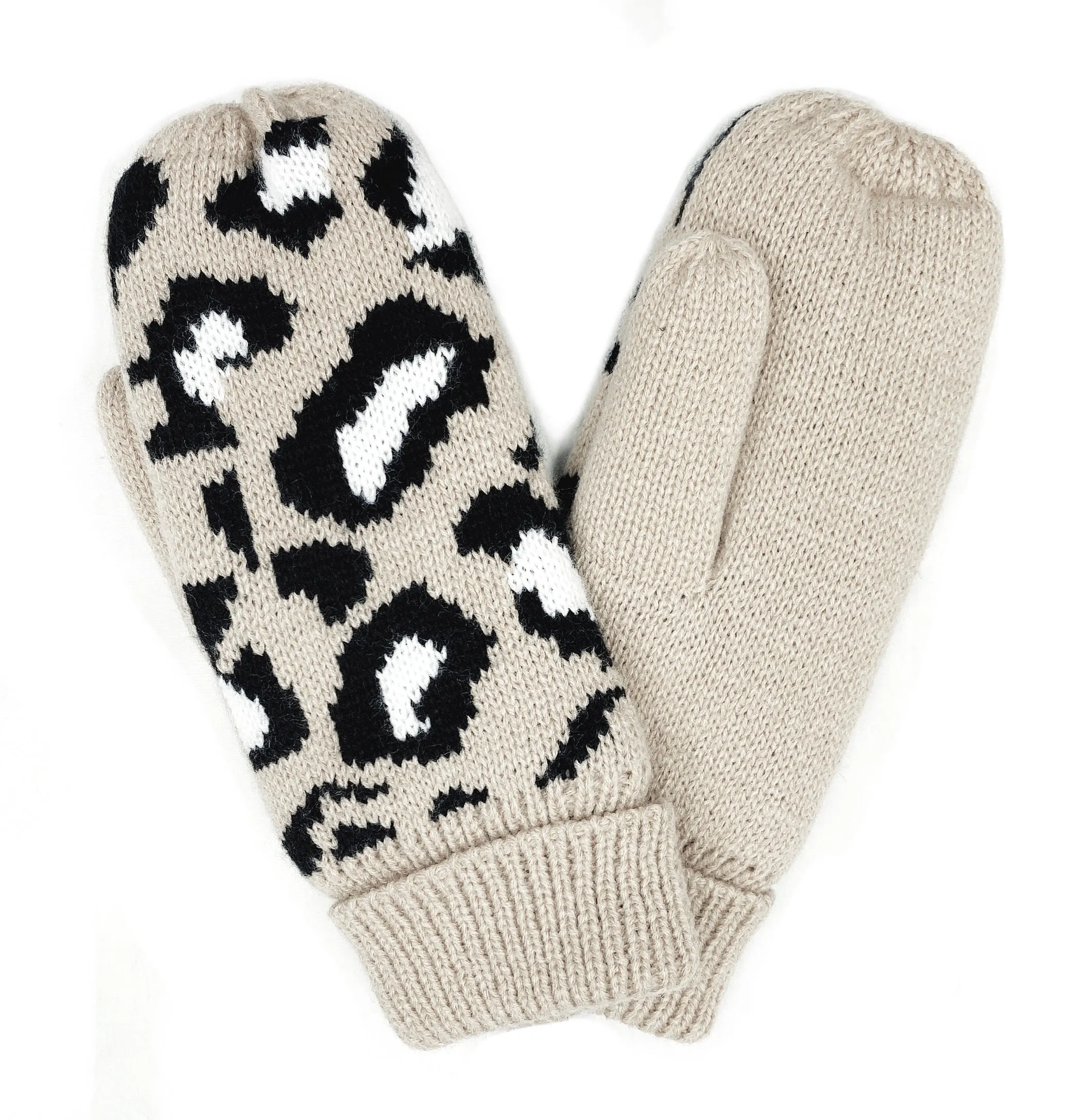 Leopard Mittens With Fleece Lining